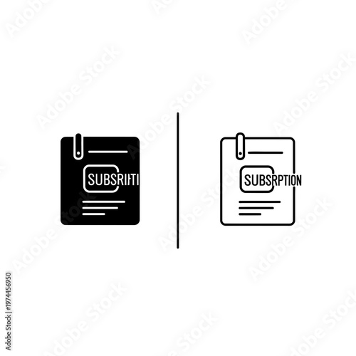Subscription icon black and white versions subscription document contract agreement business