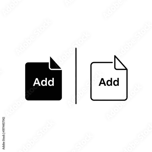 Add file document icon set with folded corner for digital data storage document interface