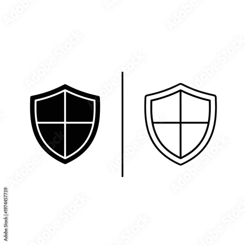 Security shield quadrant icon outline and solid glyph vector with security protection antivirus