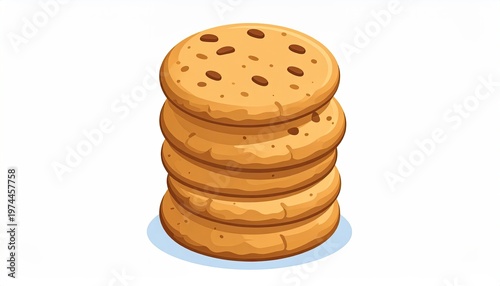 Stack of round, golden brown cookies with dark spots