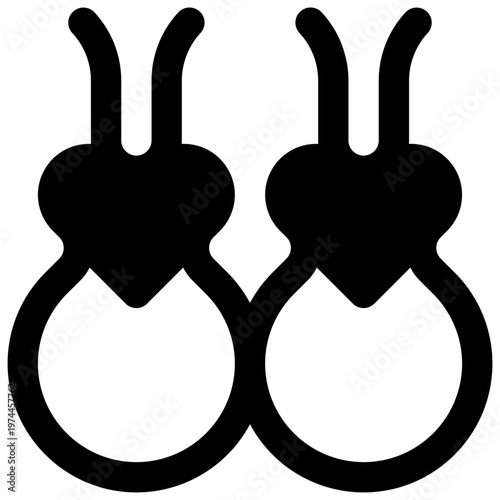 Castanets. Outlined stroke vector icon with black-filled details.