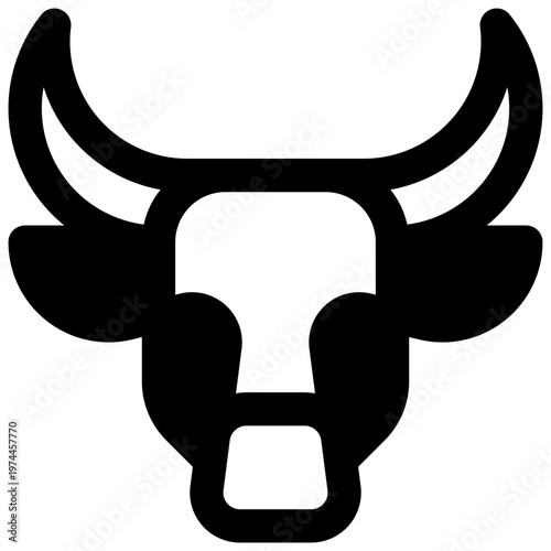 Bull. Outlined stroke vector icon with black-filled details.