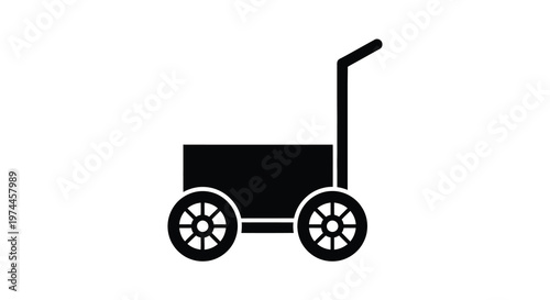Simple black silhouette of a garden cart or utility wagon