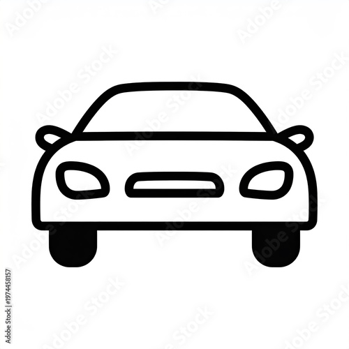 Simple black line drawing of a car front view (5)
