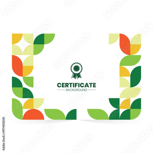 Modern geometric certificate template with colorful abstract decorative borders.
