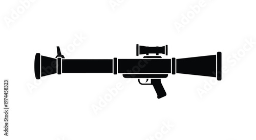 A black silhouette of a rocket propelled grenade launcher weapon isolated