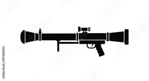 Black silhouette of a rocket propelled grenade launcher side view