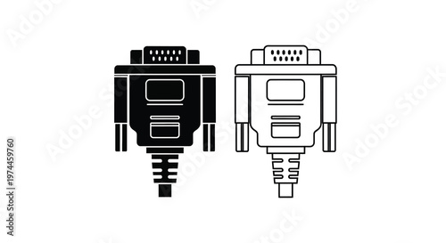 Two black and white illustrations of db9 serial port connectors