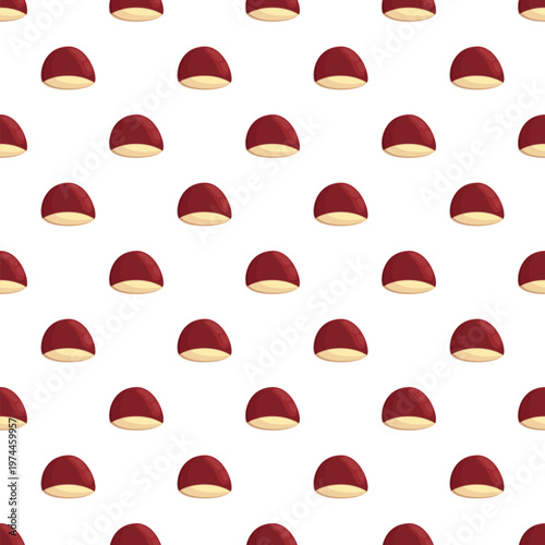 Seamless repeating pattern presenting brown chestnuts on a clean white background