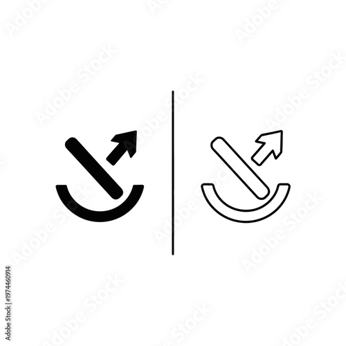 Bounce or reflection icon set in glyph and linear style with reflection movement application