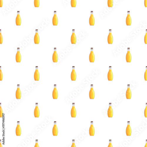 Bottles of yellow vegetable oil arranged in a repeating pattern