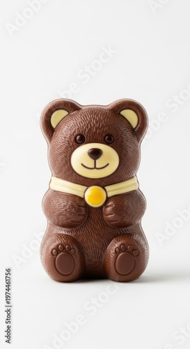 Chocolate Bear Candy on White Background.