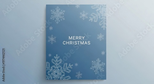 Christmas Card with Snowflakes and Merry Christmas Text.