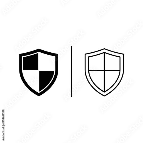 Free Download Shield icons set with quartered design in solid black and outline styles for security - GFXLoad