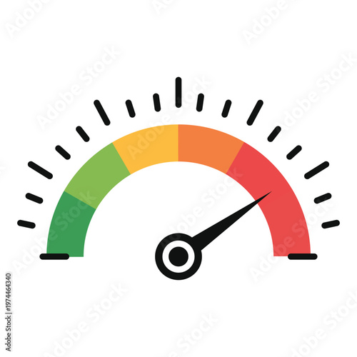 Meter Dashboard Icon Credit Score Indicator Level Gauge Comic Style Vector