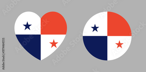 Free Download Panama flag circular, heart icon, sticker, badge. Flag of Panama rounded, heart shaped background, banner. Set of National flag of Panama circle, heart button. - GFXLoad