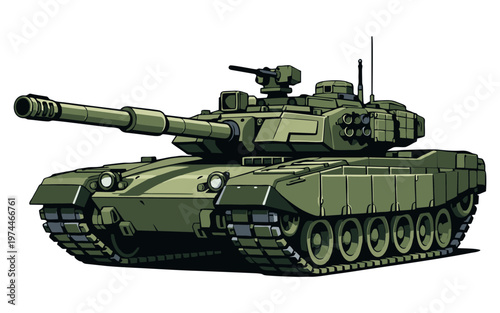 Illustration of a Modern Military Tank Armored Vehicle