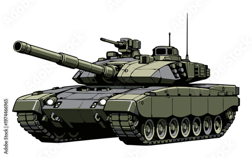 Illustration of a Modern Military Tank Armored Vehicle