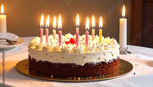 Wallpaper Mural A chocolate cake with white frosting and colorful sprinkles Torontodigital.ca