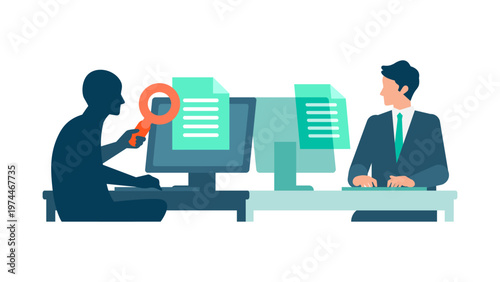 Cybersecurity crisis with businessman being monitored by invisible hacker through computer system vulnerability representing data breach risk and privacy violation in modern digital office environment