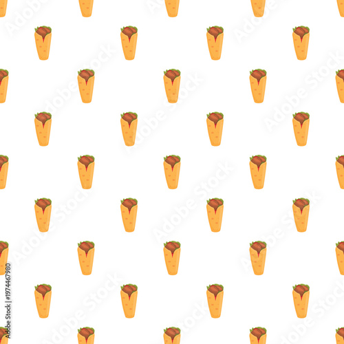 Shawarma wraps repeating on a white background, forming a fast food pattern