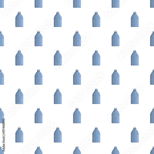 Repeating illustration of blue milk cans on a white background