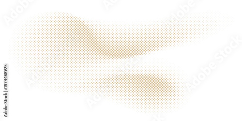 Vector abstract halftone wave pattern gold dots gradient on transparent background