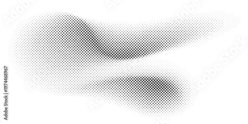 Vector abstract halftone wave pattern black dots gradient on transparent background