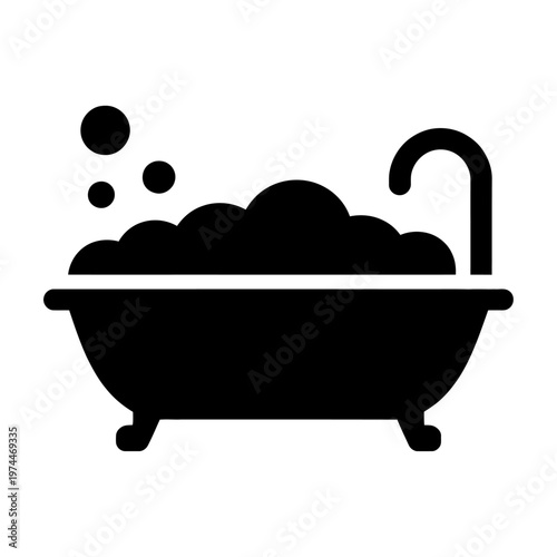 Vector of a bathtub filled with bubbles and an attached faucet handle
