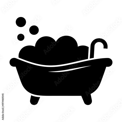 Vector of a bathtub filled with bubbles and a faucet
