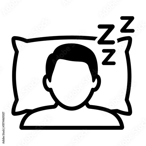 Vector of a person sleeping peacefully on a pillow with zzz symbols.