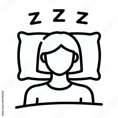 Vector of a person sleeping peacefully with a pillow and a zzz sign.