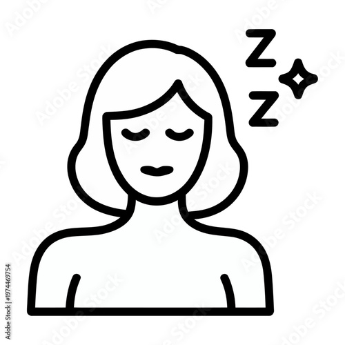Vector of a person with closed eyes next to sleep symbols