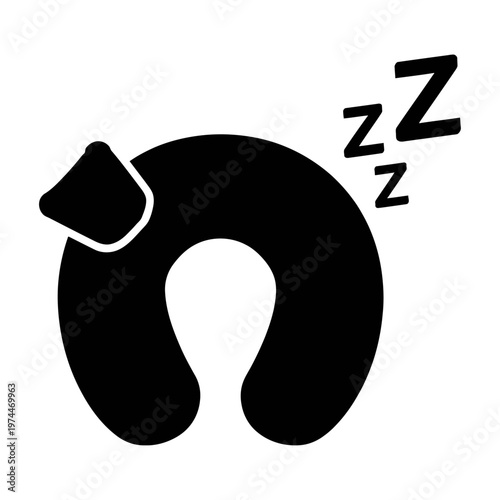 Vector of a travel neck pillow with attached sleep mask and z symbols