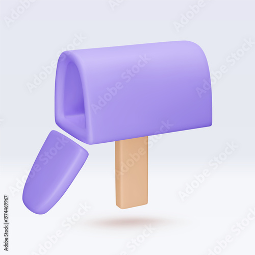 Realistic render, vintage purple, violet mailbox isolated on white background. 3D set icons for messengers, mail applications. Vector illustration for shop, flyer, banner, web, advertising, sale