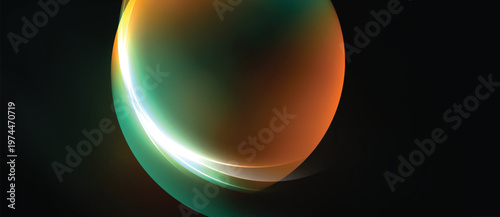 Abstract glowing orb, orange hues dominate. Teal accents create depth, contrasting dark background enhances luminosity. Smooth gradients define shape.