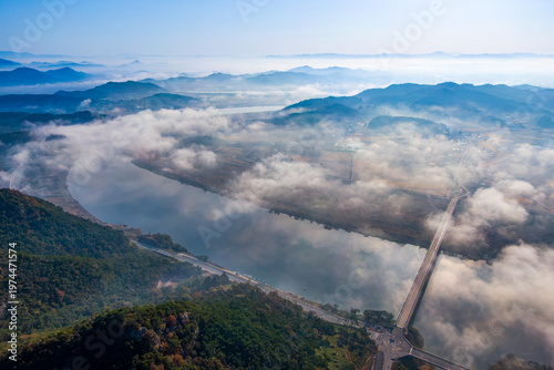전남 함평군 사포나루와 영산강의 아침운해