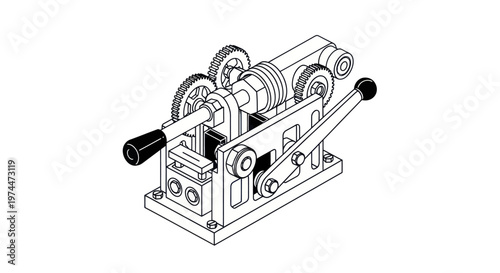 Detailed technical drawing of a manual pipe bending machine.