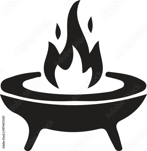 Black Silhouette of a Fire Pit with Flames