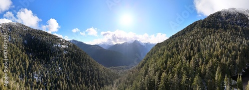 Tableau sur toile Mountain Panorama View of  Wally Creek, Vancouver Island