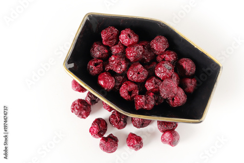 freeze-dried cherries on a white background