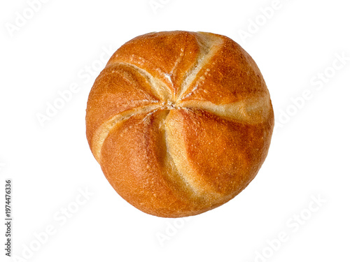 Photos Round kaiser bread roll isolated on transparent background in top view