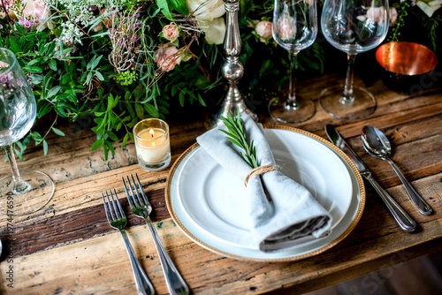Bild auf Leinwand Elegant rustic table setting.