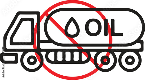 No Oil Tanker Truck Icon, Vector Illustration