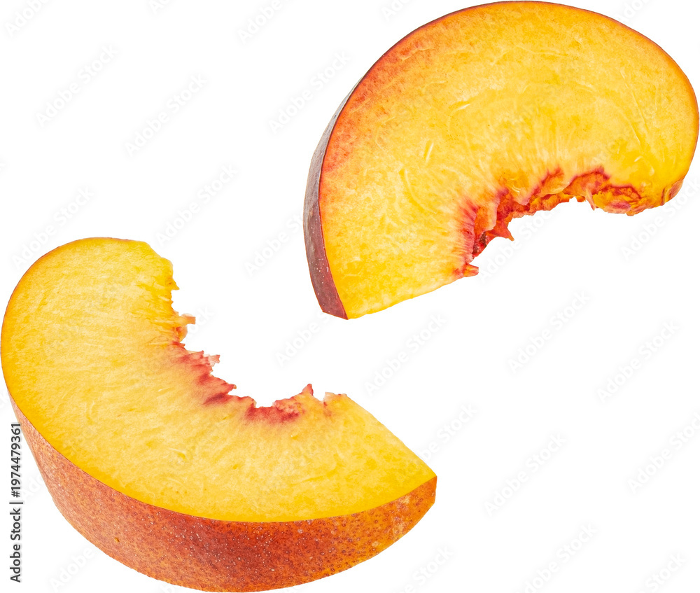 Fototapeta premium Peach slices isolated