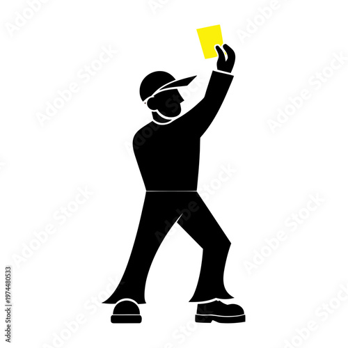 Referee, sports official, yellow card, soccer illustration, vector icon