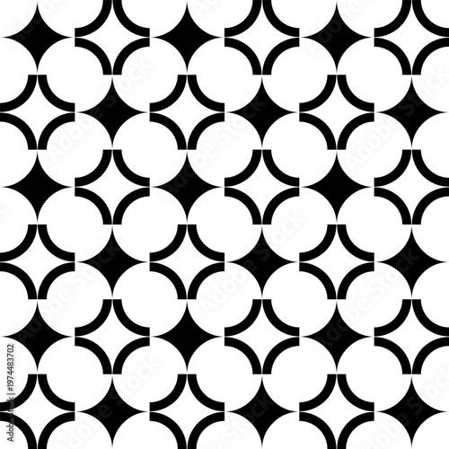Abstract Seamlesss Geometric Black and White Pattern.