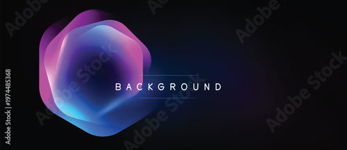 Abstract neon shape over black background. Vibrant colors blend, creating modern visual effect. Text reads background.