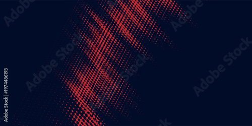 Red halftone dots blue color pattern gradient grunge texture background. Dot pop art comic sport style vector illustration.