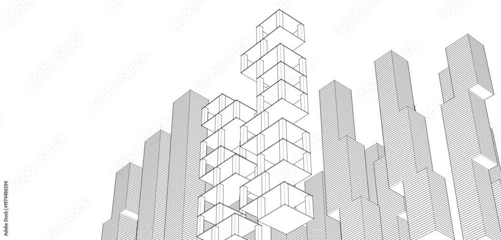 Fototapeta premium abstract modular architecture 3d rendering 